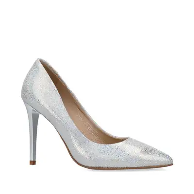 Czółenka białe srebrne na szpilce