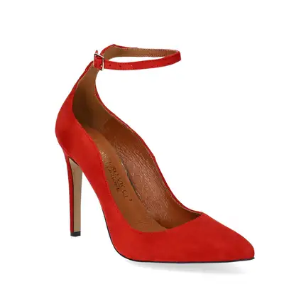 Czółenka czerwone zamszowe