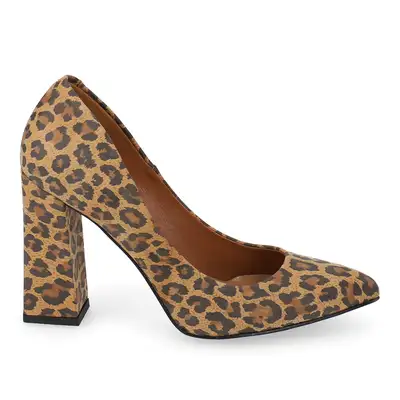 Czółenka panterkowe na stabilnym obcasie