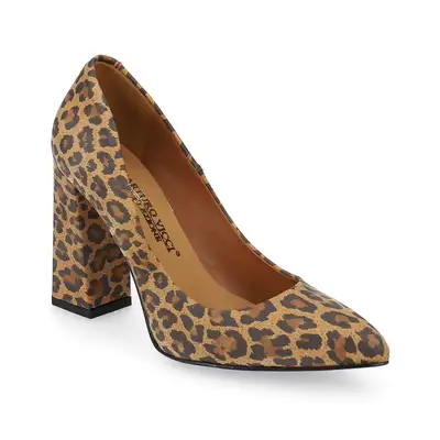 Czółenka panterkowe na stabilnym obcasie