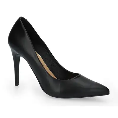 Szpilki czarne ze skóry licowej