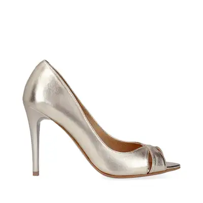 Czółenka złote peep toe 