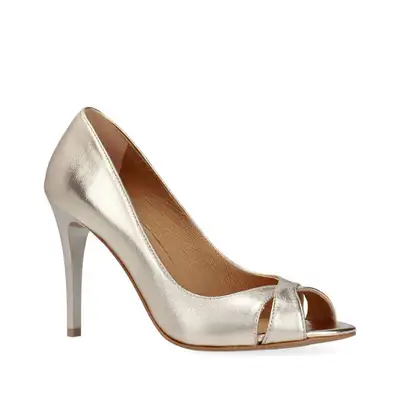 Czółenka złote peep toe 
