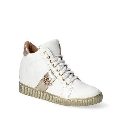 Sneakersy biało złote z muchą 