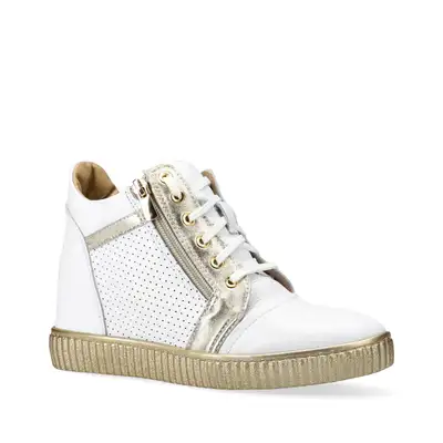 Snekaersy biało srebrne na koturnie (1)