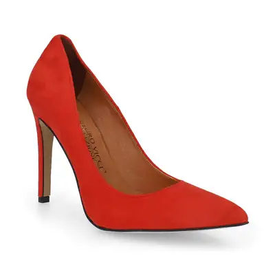 Szpilki czerwone zamszowe