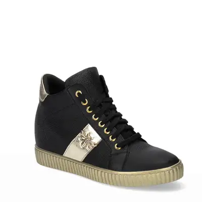 sneakersy czarno złote z muchą