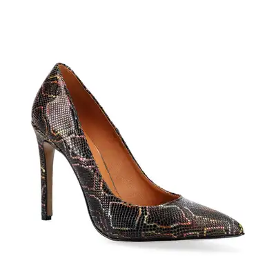 Szpilki czarne skóra węża