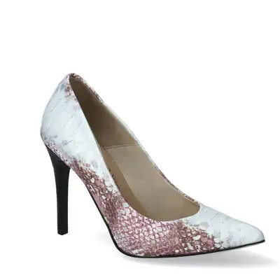 Szpilki różowe skóra węża 