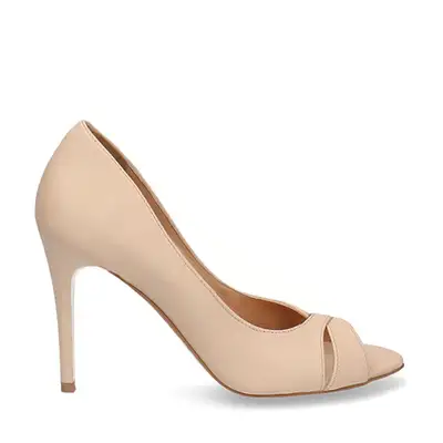 Czółenka beżowe peep toe