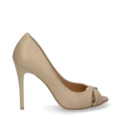 Czółenka beżowe peep toe