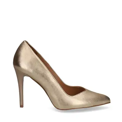 Czółenka złote na szpilce