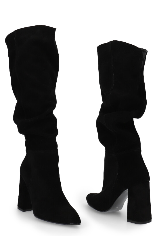 koyuuuki  Ocieplane Kozaki Kowbojki Na Słupku Eko Zamszowe Beżowe Hanivin