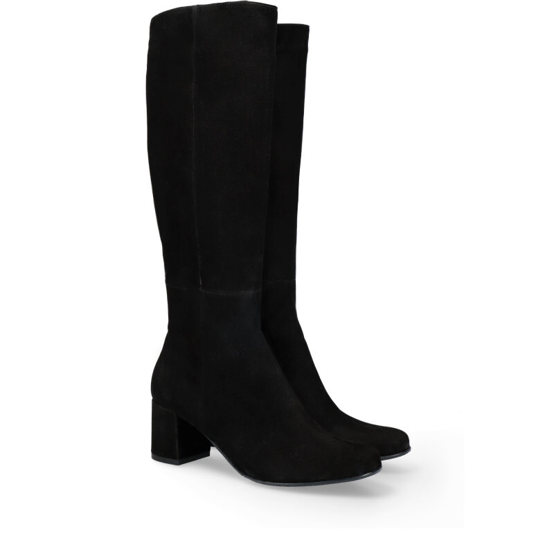 Kozaki czarne zamszowe ocieplane - ArturoVicci.pl